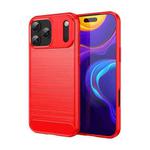 For iPhone 17 Pro Max Brushed Texture Carbon Fiber TPU Phone Case(Red)