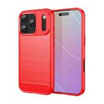 For iPhone 17 Pro Brushed Texture Carbon Fiber TPU Phone Case(Red)