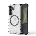 For Samsung Galaxy S24 5G Honeycomb Magnetic Ring Shockproof Phone Case(White)