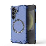 For Samsung Galaxy S24 5G Honeycomb Magnetic Ring Shockproof Phone Case(Blue)