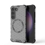 For Samsung Galaxy S23 5G Honeycomb Magnetic Ring Shockproof Phone Case(Black)