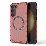For Samsung Galaxy S23+ 5G Honeycomb Magnetic Ring Shockproof Phone Case(Red)
