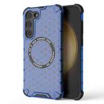 For Samsung Galaxy S23+ 5G Honeycomb Magnetic Ring Shockproof Phone Case(Blue)