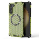 For Samsung Galaxy S23+ 5G Honeycomb Magnetic Ring Shockproof Phone Case(Green)