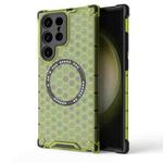 For Samsung Galaxy S23 Ultra 5G Honeycomb Magnetic Ring Shockproof Phone Case(Green)