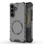 For Samsung Galaxy S25 5G Honeycomb Magnetic Ring Shockproof Phone Case(Black)