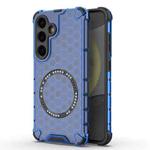 For Samsung Galaxy S25 5G Honeycomb Magnetic Ring Shockproof Phone Case(Blue)