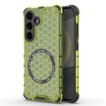 For Samsung Galaxy S25 5G Honeycomb Magnetic Ring Shockproof Phone Case(Green)