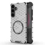 or Samsung Galaxy S25+ 5G Honeycomb Magnetic Ring Shockproof Phone Case(White)