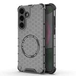 or Samsung Galaxy S25+ 5G Honeycomb Magnetic Ring Shockproof Phone Case(Black)