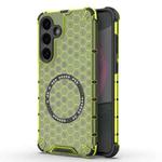 or Samsung Galaxy S25+ 5G Honeycomb Magnetic Ring Shockproof Phone Case(Green)