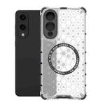 For Samsung Galaxy S25 Edge 5G Honeycomb Magnetic Ring Shockproof Phone Case(White)