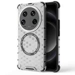 For Xiaomi 14 Ultra Honeycomb Magnetic Ring Shockproof Phone Case(White)