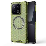 For Xiaomi 13 Pro Honeycomb Magnetic Ring Shockproof Phone Case(Green)