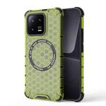 For Xiaomi 13 Honeycomb Magnetic Ring Shockproof Phone Case(Green)