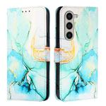 For Samsung Galaxy Z Fold6 PT003 Marble Pattern Flip Leather Phone Case(Green)