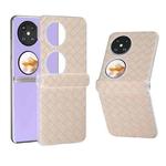 For Huawei Pocket 2 3 in 1 Woven Texture Frosted Translucent Frame PU Phone Case(Beige)