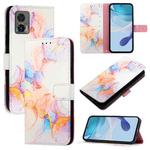 For Motorola Edge 30 Neo PT003 Marble Pattern Flip Leather Phone Case(Galaxy Marble White)