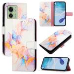 For Motorola Edge 40 5G Global PT003 Marble Pattern Flip Leather Phone Case(Galaxy Marble White)