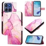 For Motorola Edge 60 Fusion PT003 Marble Pattern Flip Leather Phone Case(Pink Purple Gold)