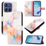 For Motorola Edge 60 Fusion PT003 Marble Pattern Flip Leather Phone Case(Galaxy Marble White)