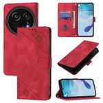 For Sharp Aquos R9 Pro Skin Feel Embossed Leather Phone Case(Red)