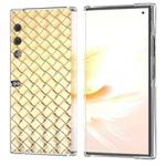 For Honor V Purse Woven Texture Transparent Frame PU Phone Case(Gold)