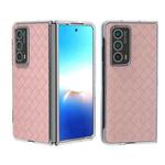 For Honor Magic Vs2 Woven Texture Transparent Frame PU Phone Case(Pink)