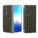 For Honor Magic Vs2 Woven Texture Transparent Frame PU Phone Case(Green)