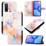 For TCL 20R 5G PT003 Marble Pattern Flip Leather Phone Case(Galaxy Marble White)