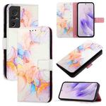 For TCL 40 SE PT003 Marble Pattern Flip Leather Phone Case(Galaxy Marble White)