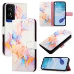 For TCL 50 5G PT003 Marble Pattern Flip Leather Phone Case(Galaxy Marble White)