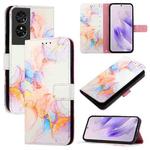 For TCL 50 SE PT003 Marble Pattern Flip Leather Phone Case(Galaxy Marble White)