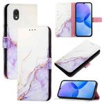 For TCL 201 PT003 Marble Pattern Flip Leather Phone Case(White Purple)