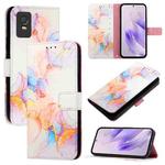 For TCL 403 PT003 Marble Pattern Flip Leather Phone Case(Galaxy Marble White)