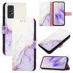 For TCL 405 / 406 / 408 PT003 Marble Pattern Flip Leather Phone Case(White Purple)