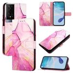 For TCL 50XE 5G PT003 Marble Pattern Flip Leather Phone Case(Pink Purple Gold)