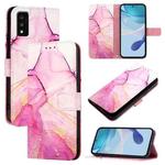 For TCL 30T T603DL PT003 Marble Pattern Flip Leather Phone Case(Pink Purple Gold)