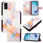 For TCL 30T T603DL PT003 Marble Pattern Flip Leather Phone Case(Galaxy Marble White)