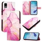 For TCL 30Z T602DL PT003 Marble Pattern Flip Leather Phone Case(Pink Purple Gold)