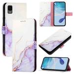 For TCL 30Z T602DL PT003 Marble Pattern Flip Leather Phone Case(White Purple)