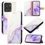 For itel A05s PT003 Marble Pattern Flip Leather Phone Case(White Purple)