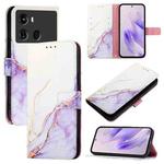 For itel P40 PT003 Marble Pattern Flip Leather Phone Case(White Purple)