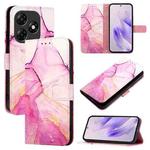 For itel P55 4G PT003 Marble Pattern Flip Leather Phone Case(Pink Purple Gold)