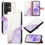 For itel P55+ PT003 Marble Pattern Flip Leather Phone Case(White Purple)