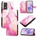 For itel S18 / Vision 5 PT003 Marble Pattern Flip Leather Phone Case(Pink Purple Gold)
