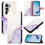 For itel A95 5G PT003 Marble Pattern Flip Leather Phone Case(White Purple)