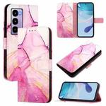 For itel City 100 PT003 Marble Pattern Flip Leather Phone Case(Pink Purple Gold)