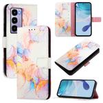 For itel City 100 PT003 Marble Pattern Flip Leather Phone Case(Galaxy Marble White)