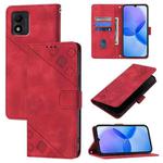 For TCL 303 Skin Feel Embossed Leather Phone Case(Red)